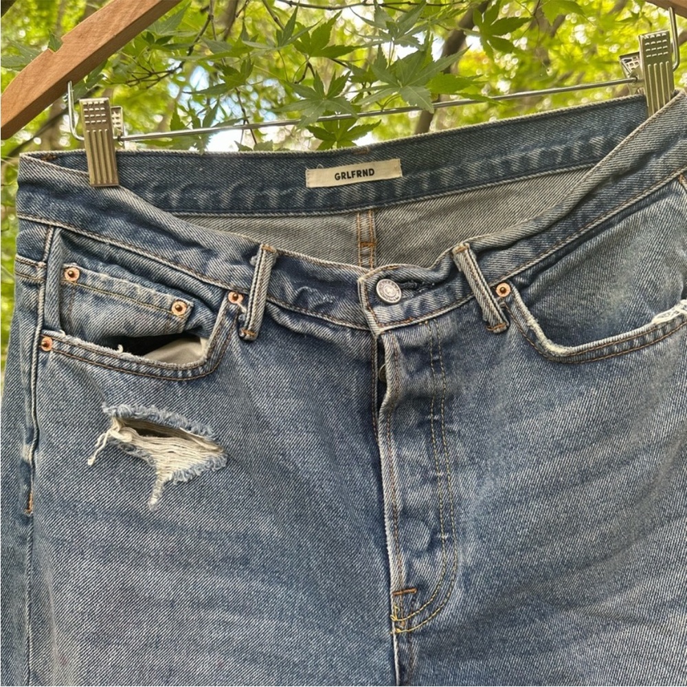 Grlfrnd Karolina Straight Crop Blue Jeans